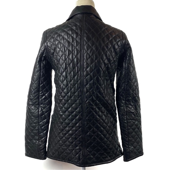 Kenneth Cole Reaction Genuine Quilted Black Leather Jacket Size Small - Picture 3 of 16